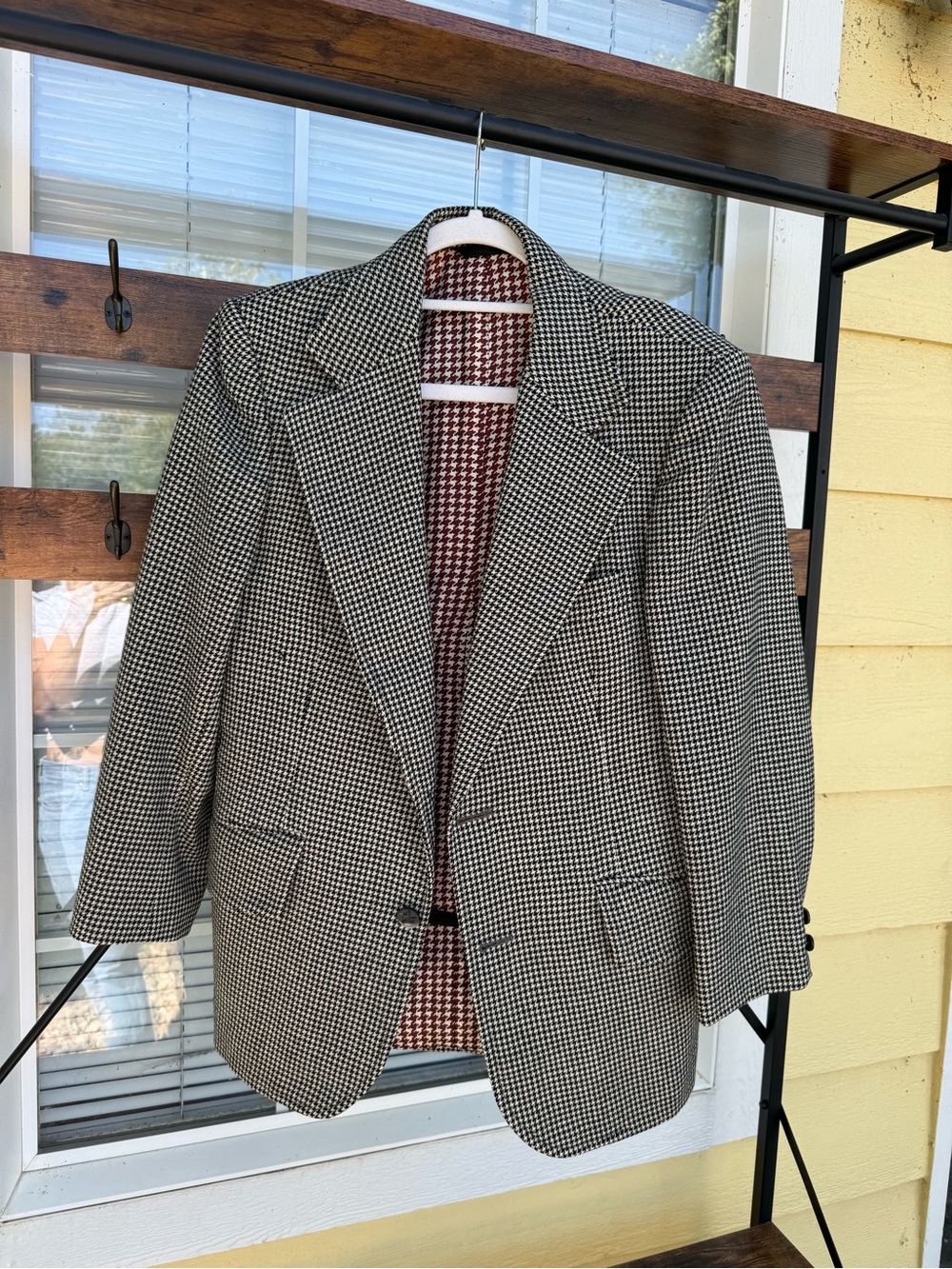 Vintage Houndstooth Men's Blazer - Black & White